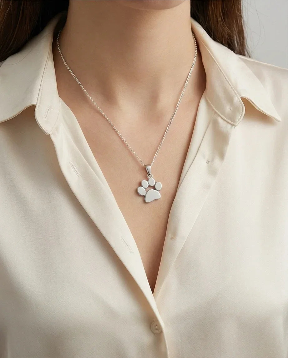 The Eternal Paw: High-Polish Silver Pet Necklace
