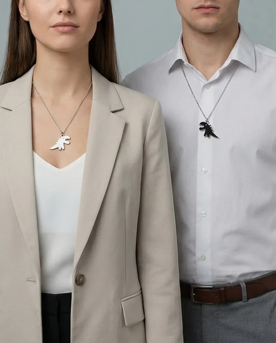 The Dino Duo: Matching Soulmate Necklaces