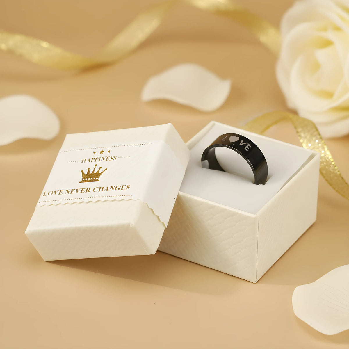 Black Love Heart Ring 6cm