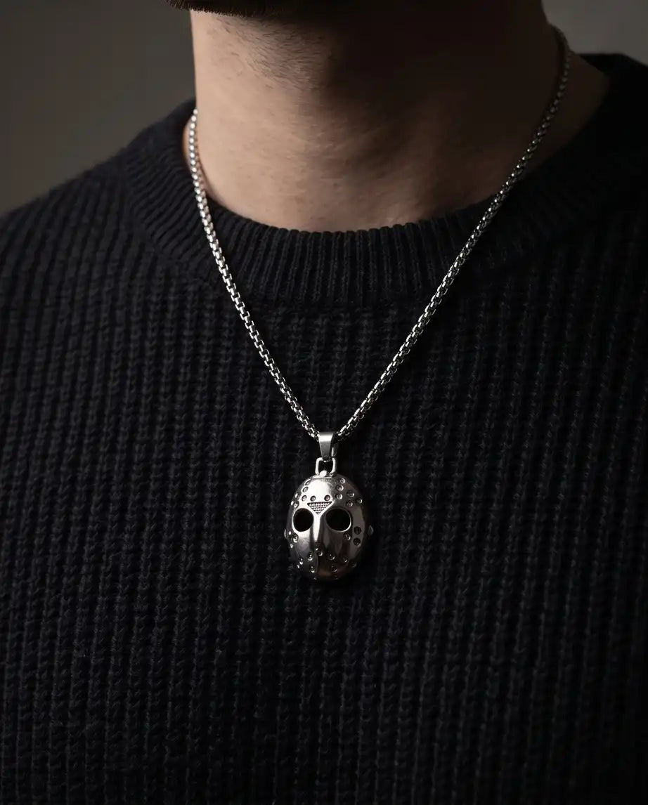Jason Voorhees Hockey Mask Pendant Box Chain