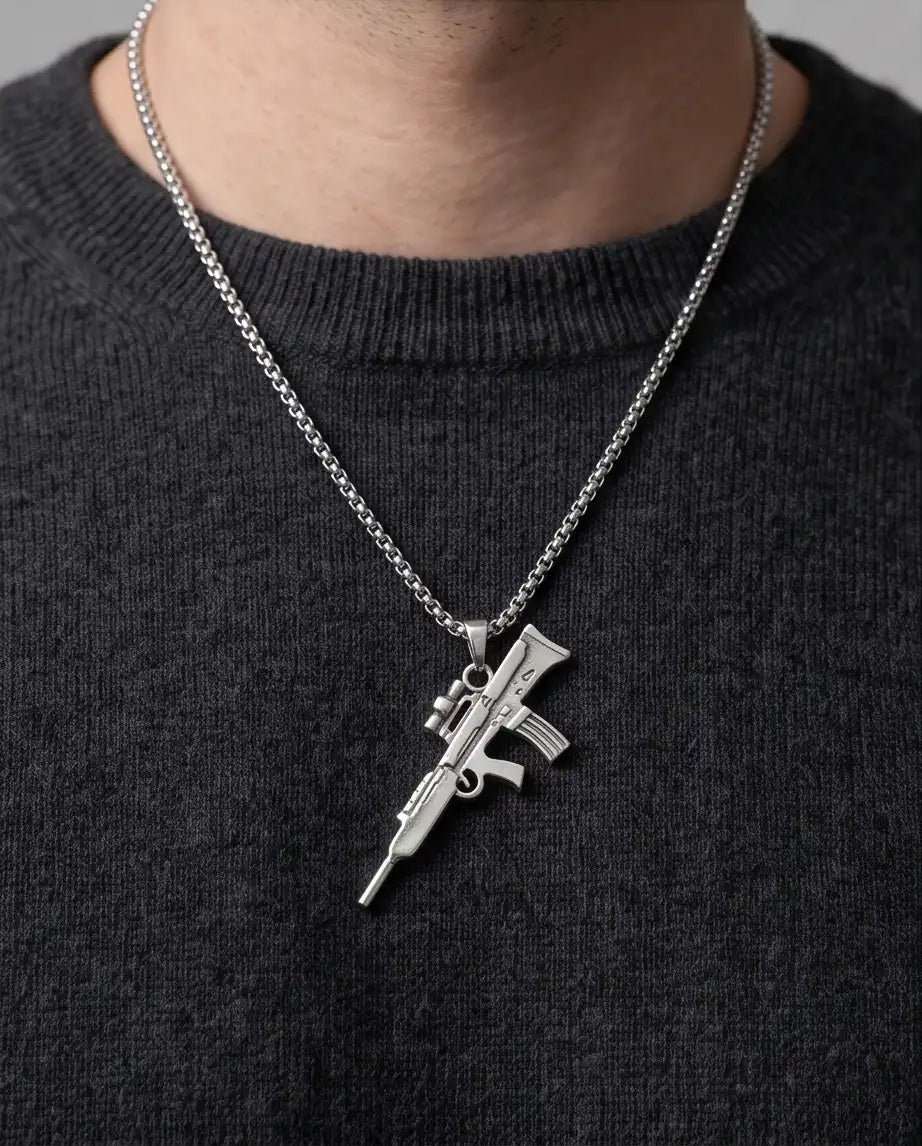 Tactical Sniper Rifle Weapon Pendant Box Chain