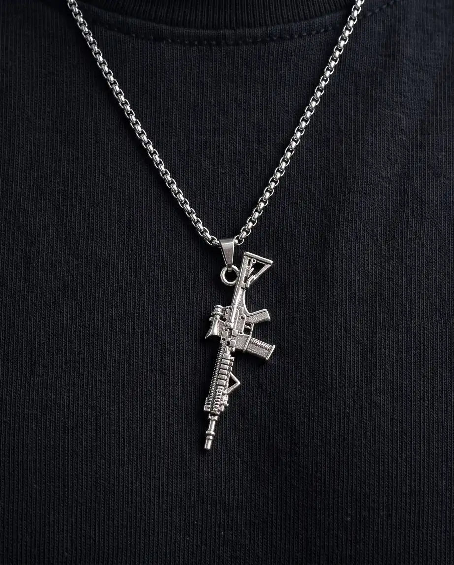 Scope-Mounted Tactical Rifle Weapon Pendant Box Chain