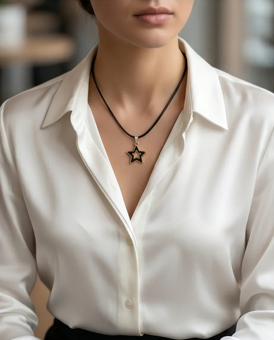 Gold and Black Layered Star Necklace