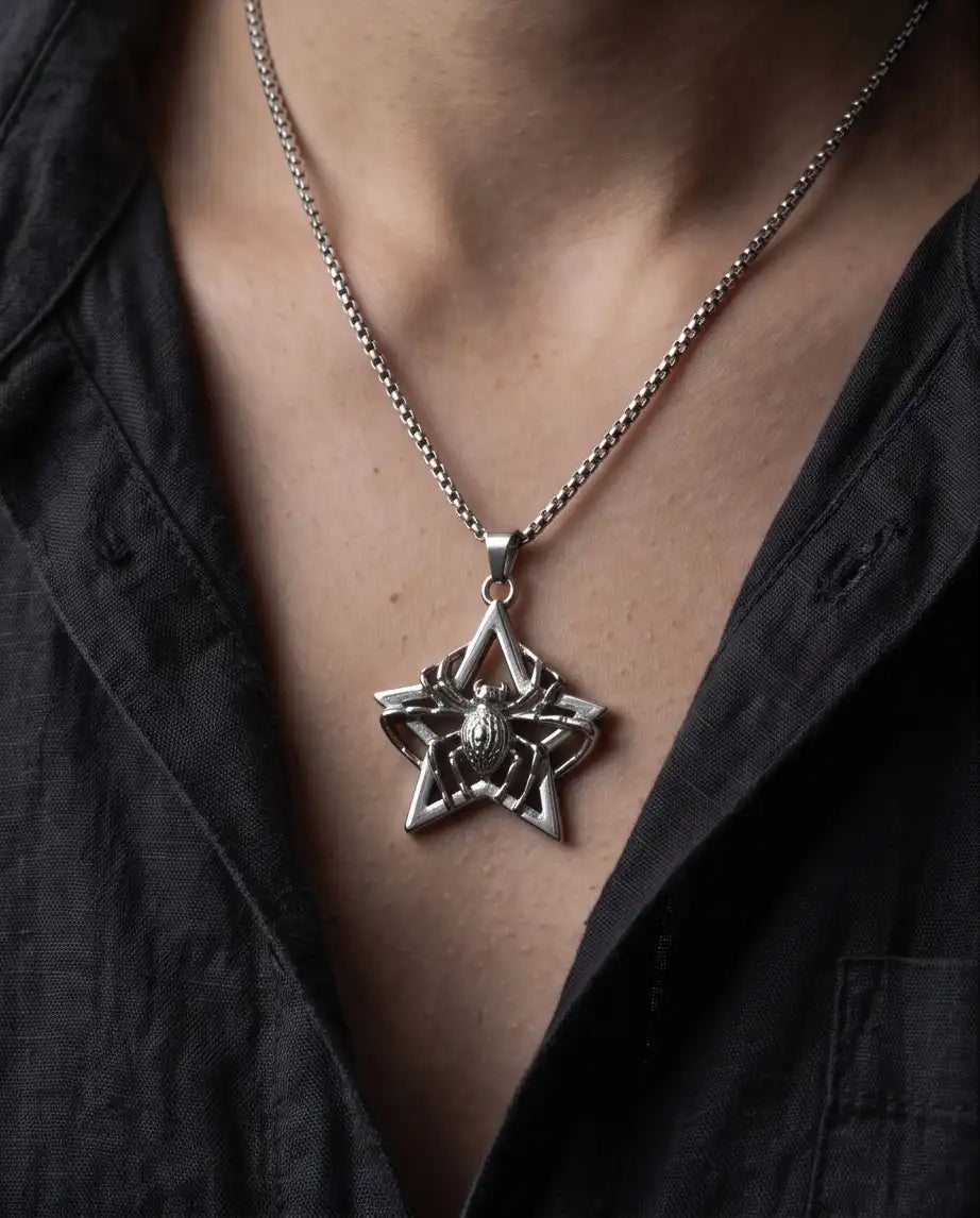 Gothic Spider Star Pendant Box Chain