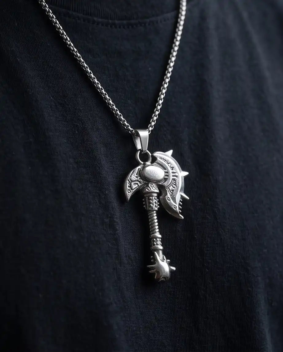 Battle Axe War Hammer Pendant Box Chain