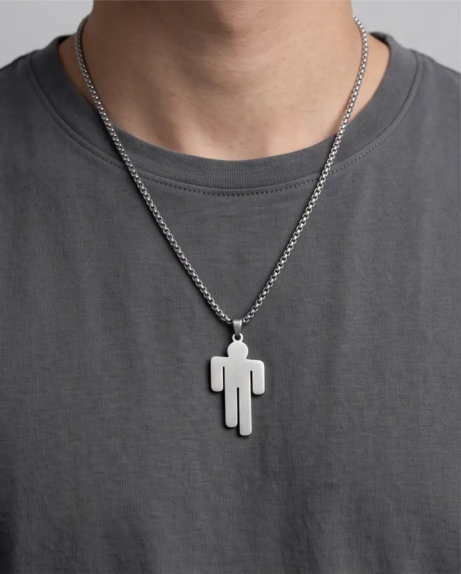 Blohsh Figure Silver Box Chain Necklace