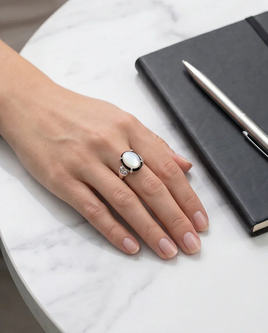 Iridescent Eclipse Statement Ring