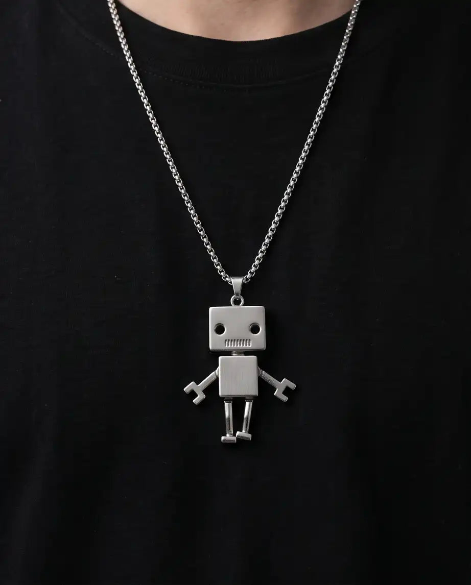 Articulated Robot Figurine Pendant Box Chain