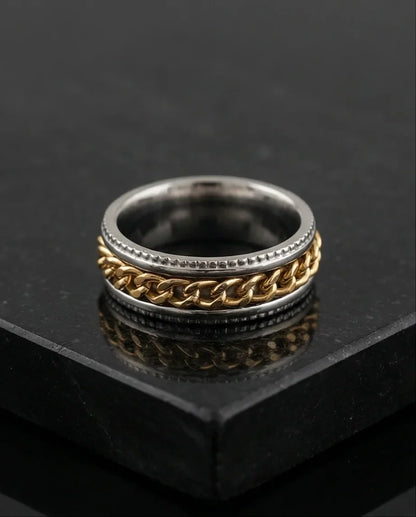 The Golden Kinetic: Two-Tone Cuban Link Spinner Band