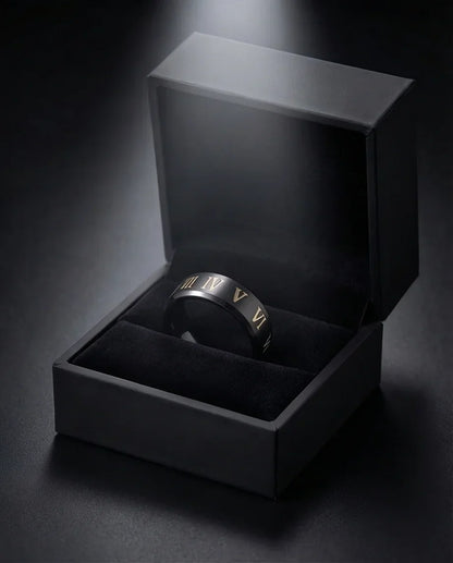 The Black Tungsten Carbide Band with Meteorite Dust and Opal Inlay
