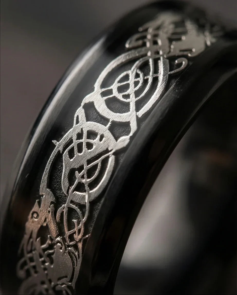 Shadow Sentinel: Silver Celtic Dragon Band