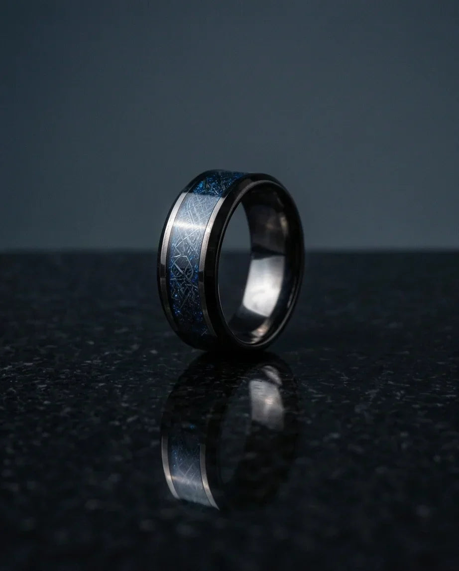 Midnight Galaxy: Cobalt Stardust Inlay Ring