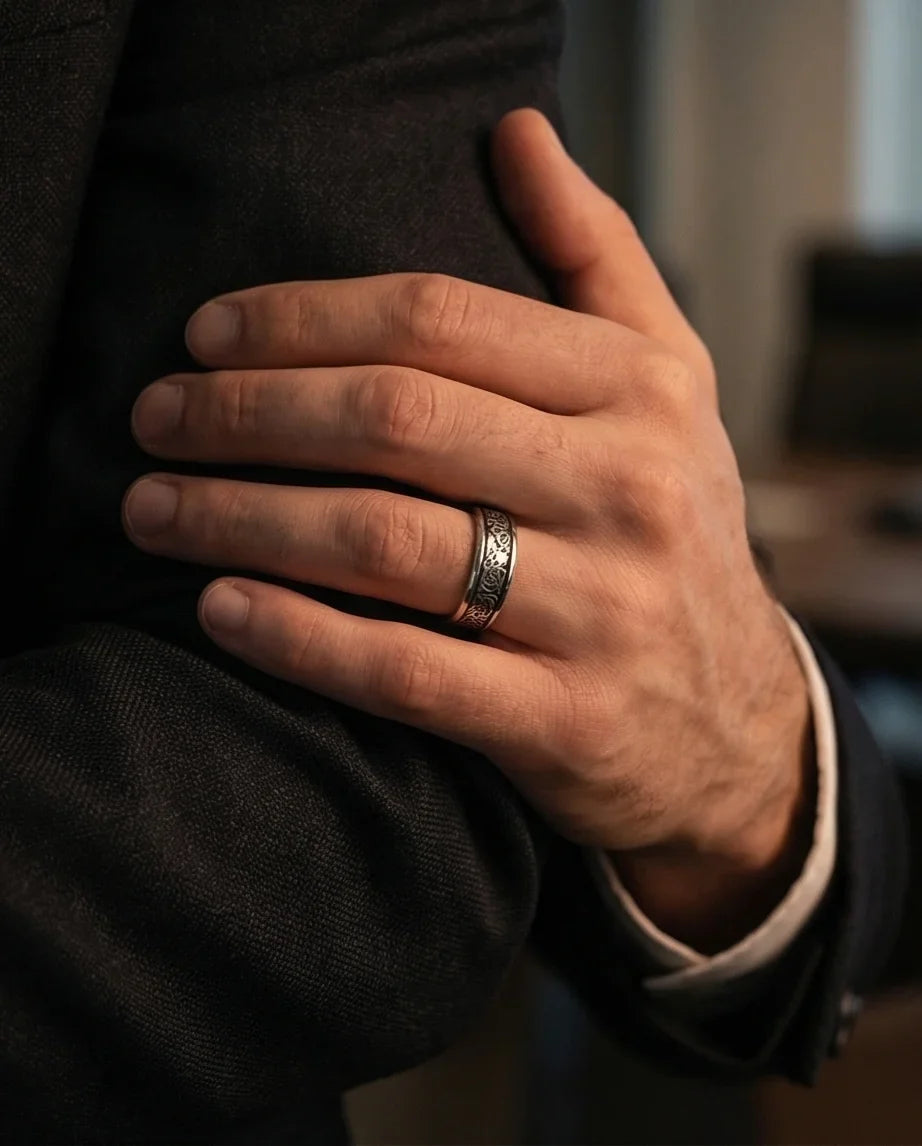 Ancient Heritage: Silver Dragon Knotwork Ring