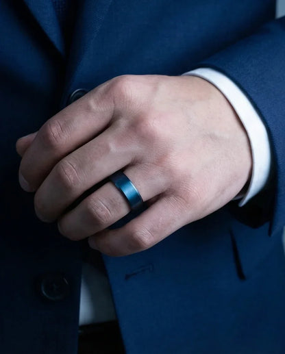 Midnight Azure: Matte Blue Minimalist Ring