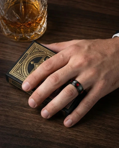 Royal Flush: Iconic Suits Engraved Fidget Ring