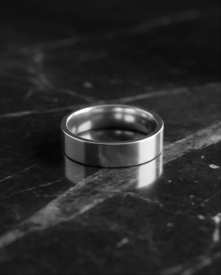 Lunar Zenith: Matte Silver Beveled Edge Ring