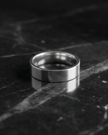 Lunar Zenith: Matte Silver Beveled Edge Ring