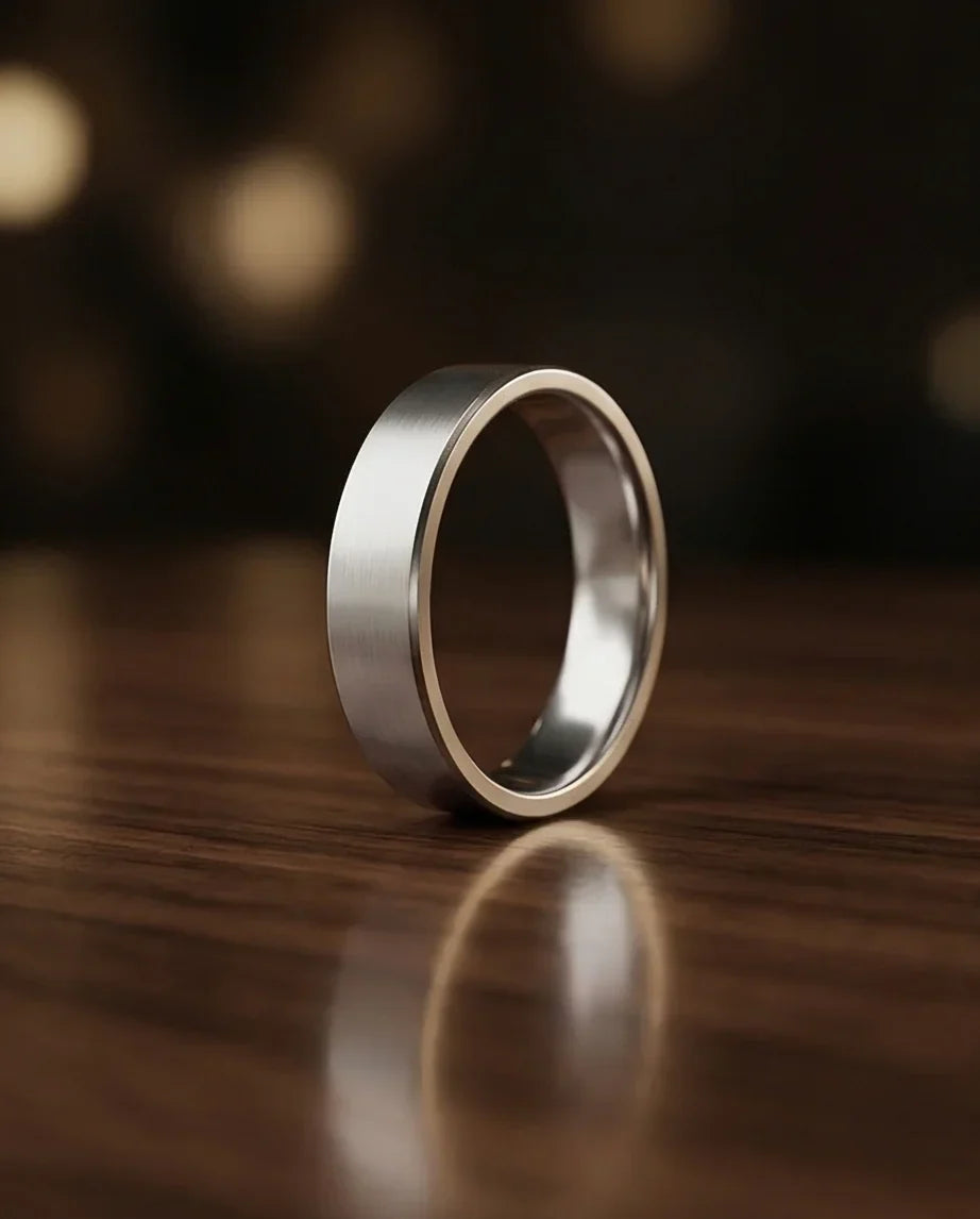 Lunar Zenith: Matte Silver Beveled Edge Ring