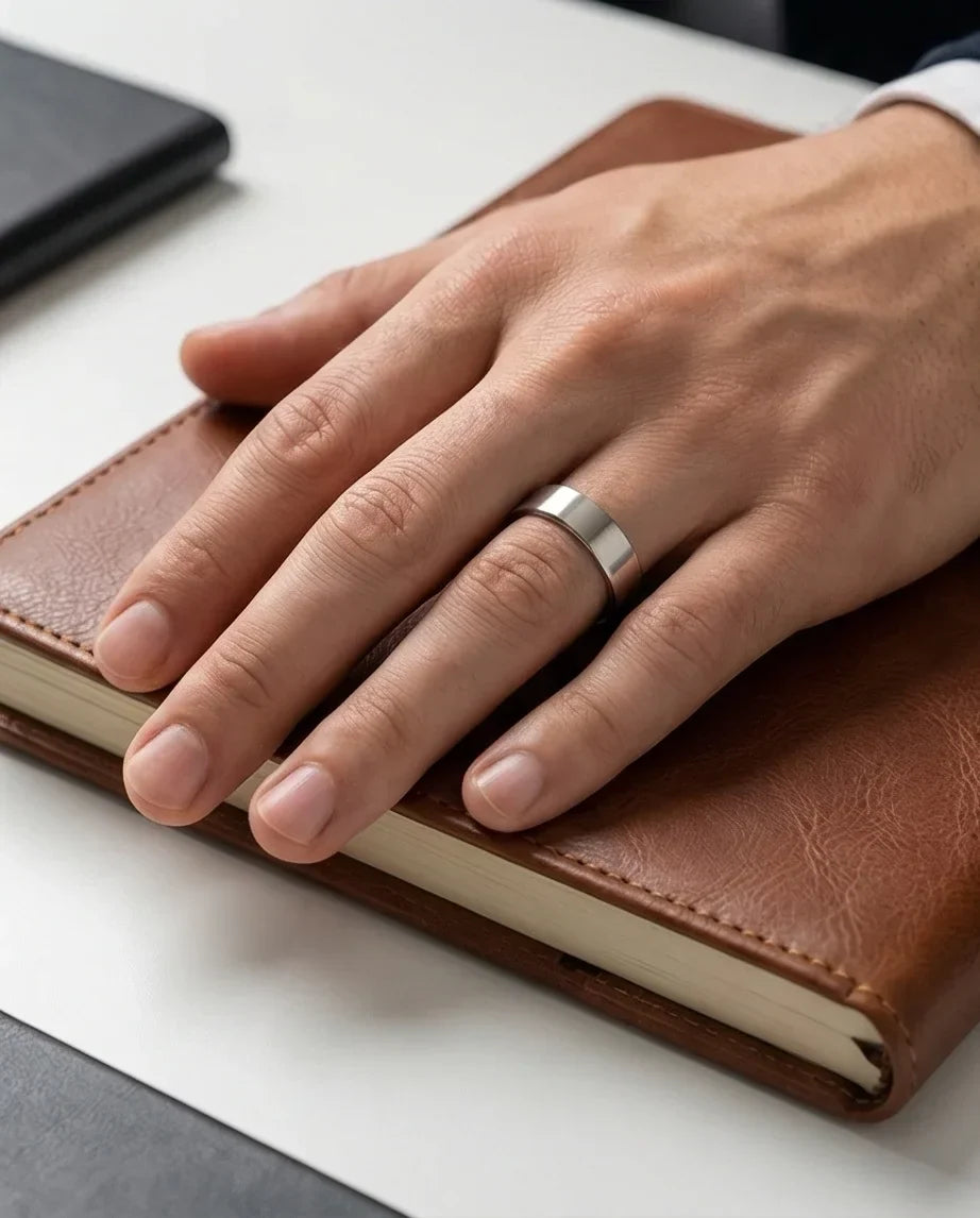 Lunar Zenith: Matte Silver Beveled Edge Ring