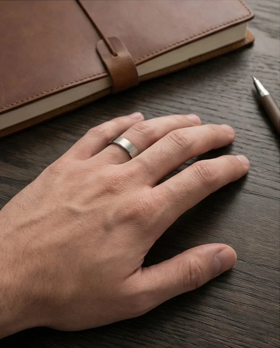 Lunar Zenith: Matte Silver Beveled Edge Ring