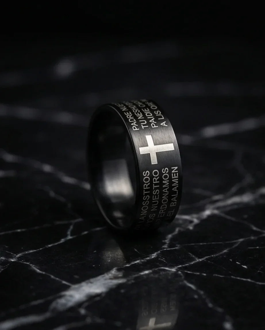 Eternal Faith: Engraved Spanish Lord’s Prayer Ring