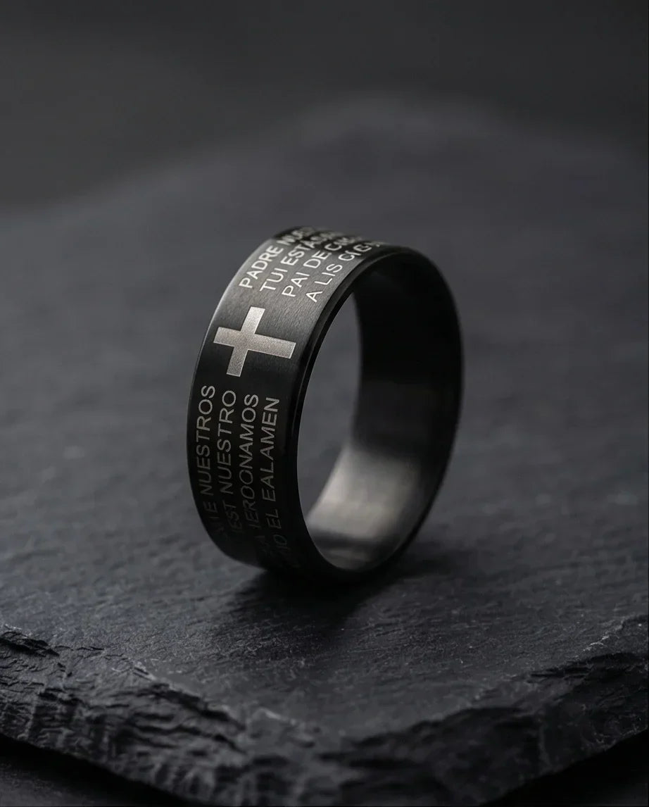 Eternal Faith: Engraved Spanish Lord’s Prayer Ring