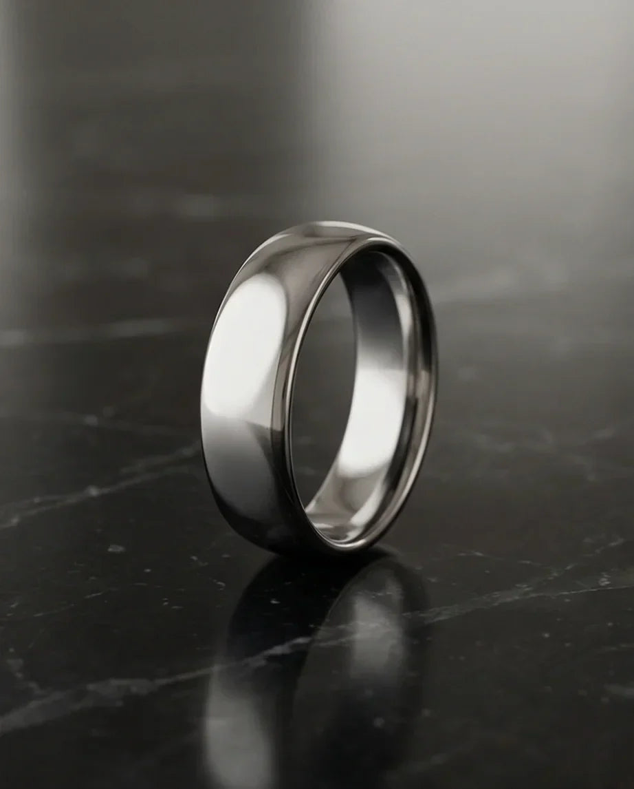 Titan Gloss: Bold Minimalist Mirror-Finish Ring