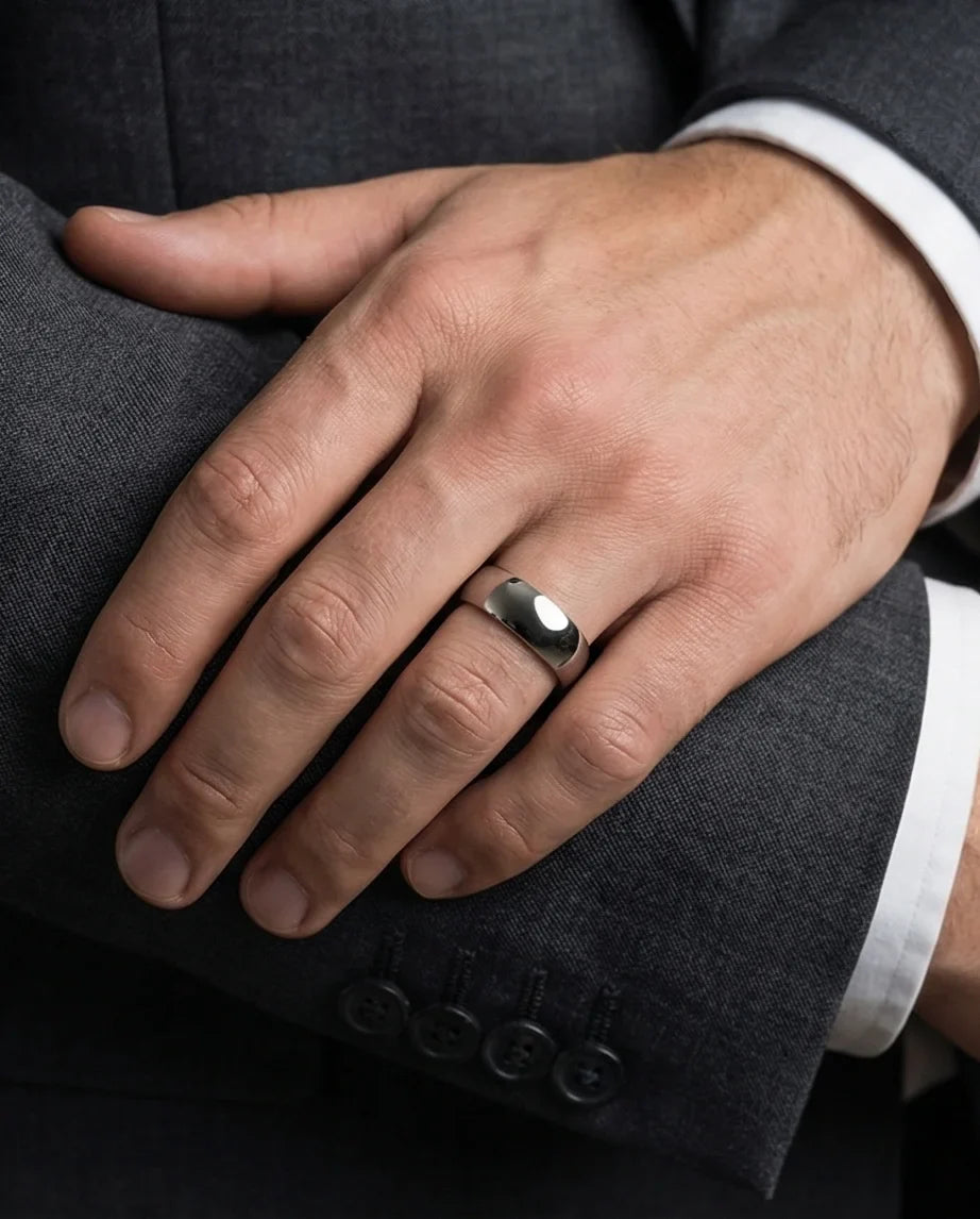 Titan Gloss: Bold Minimalist Mirror-Finish Ring
