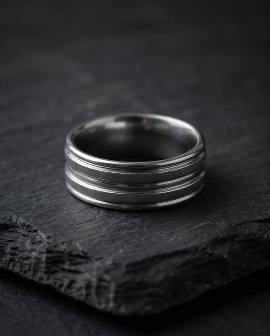 The Iron Meridian: Brushed Steel Multi-Level Band