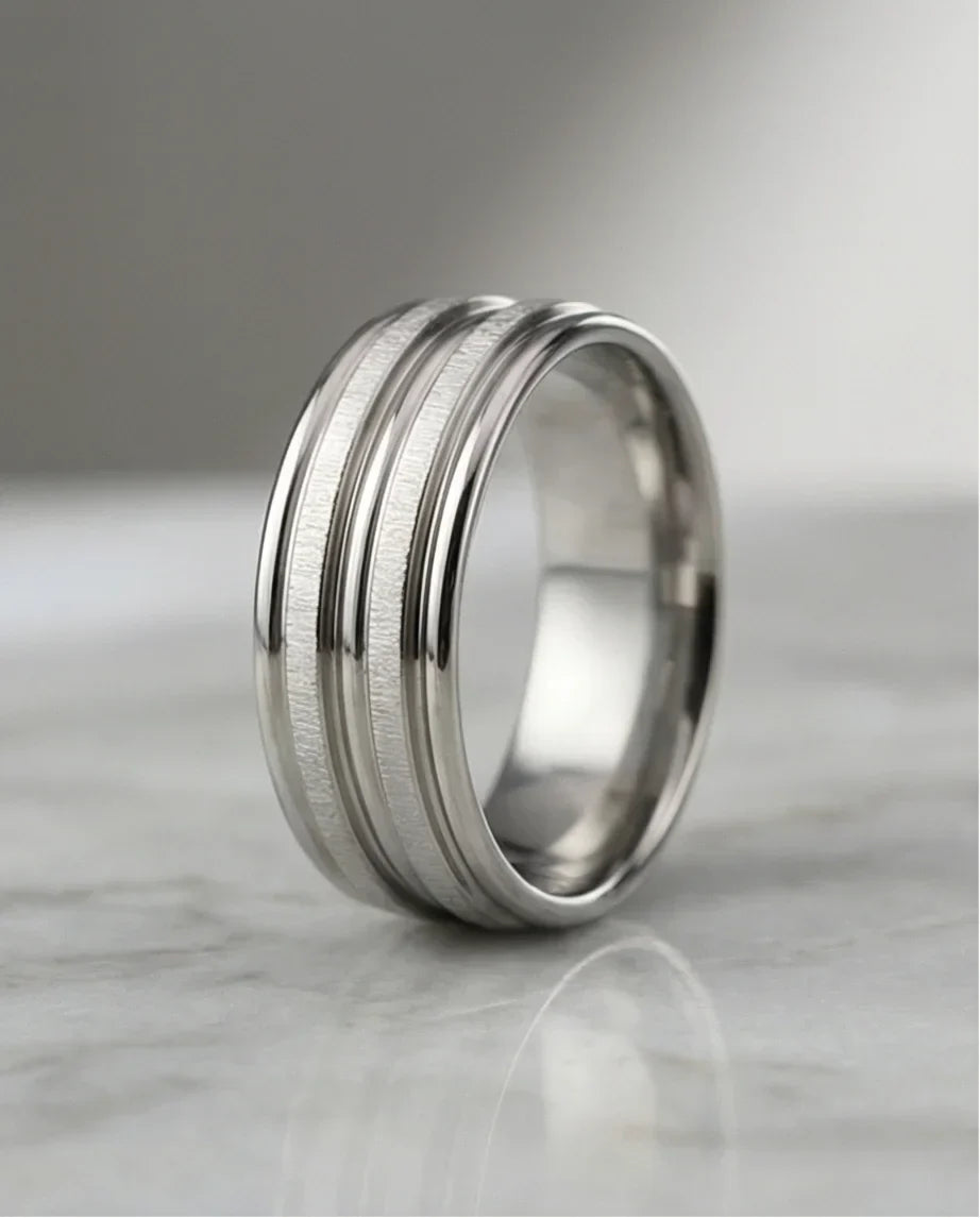 The Iron Meridian: Brushed Steel Multi-Level Band