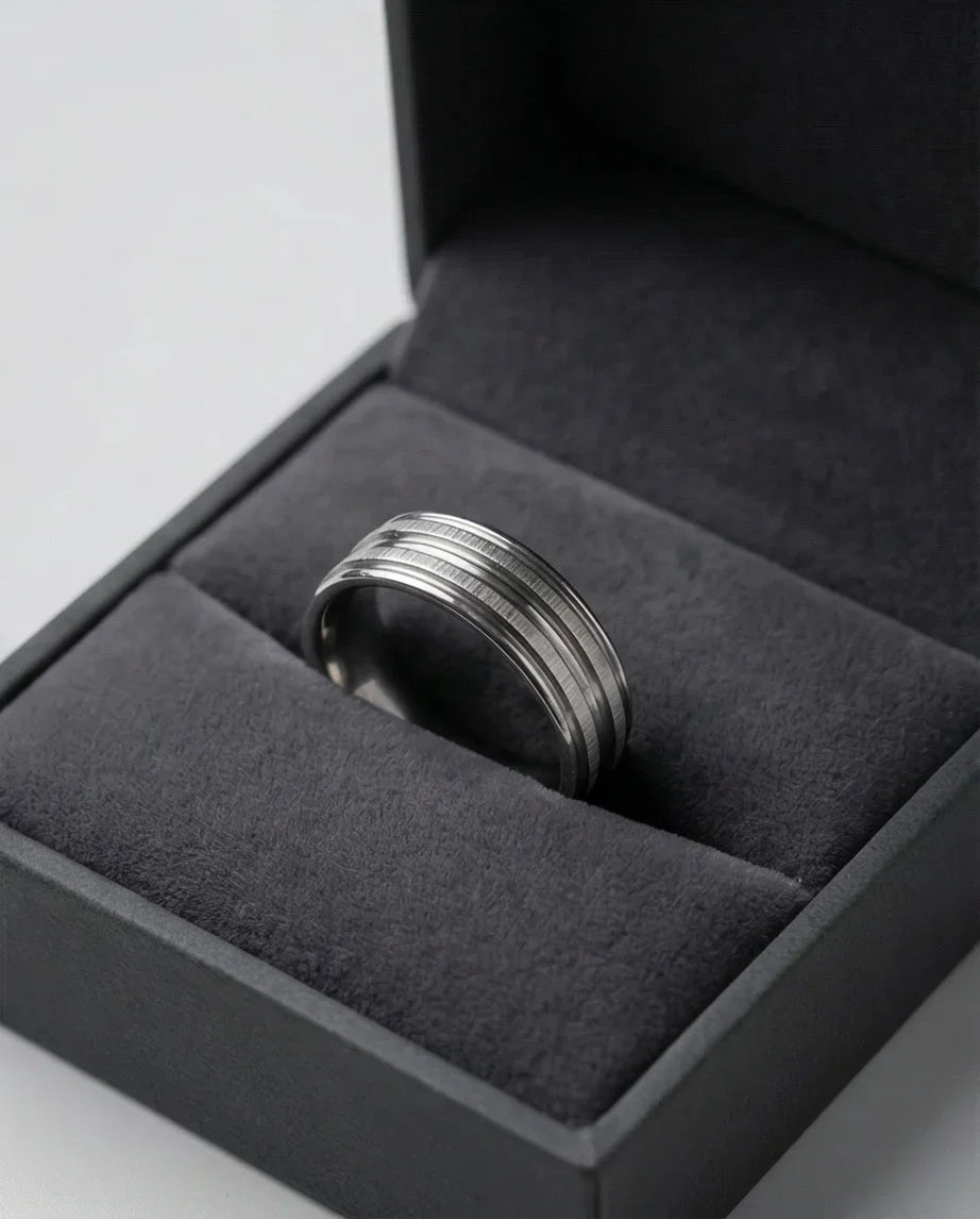 The Iron Meridian: Brushed Steel Multi-Level Band