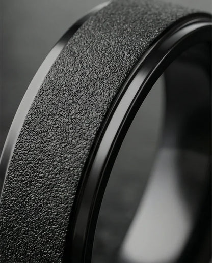 The Midnight Nebula: Frosted Obsidian Beveled Band