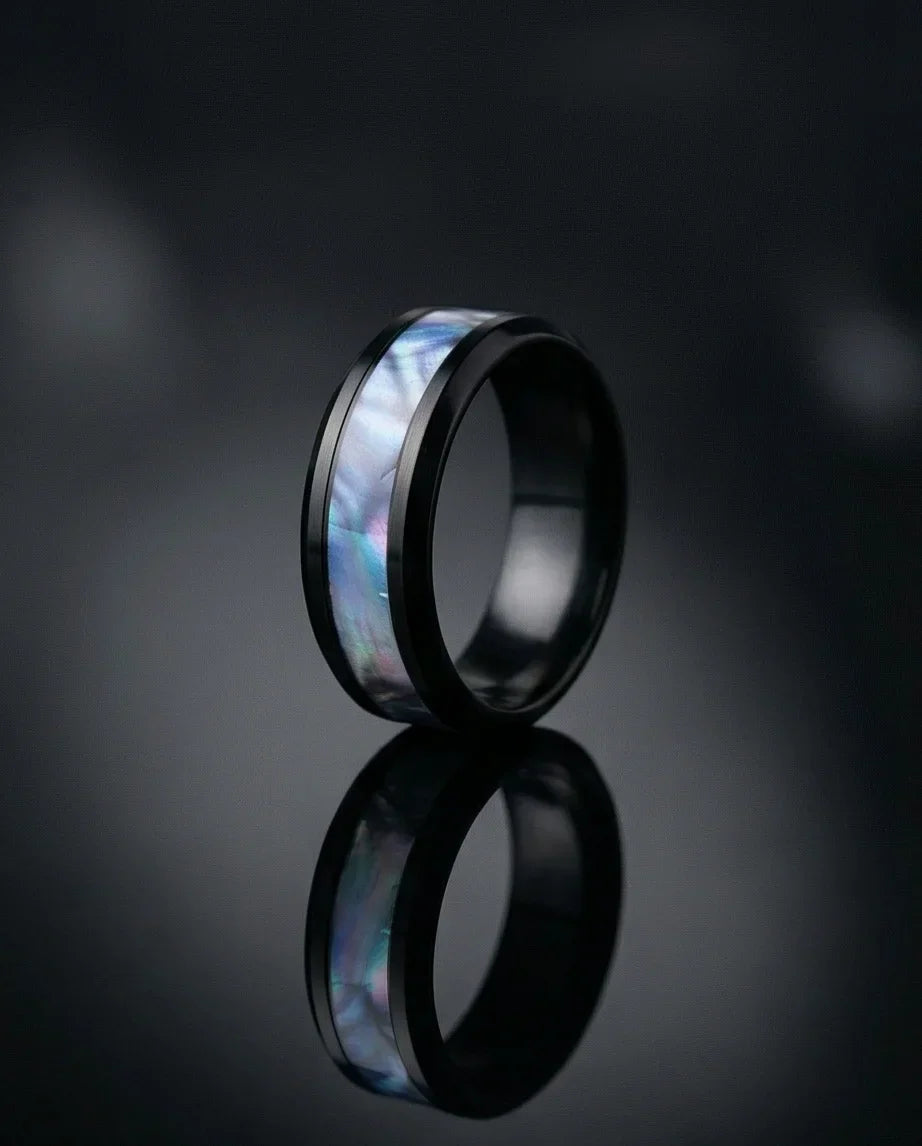 The Midnight Aurora: Iridescent Mother-of-Pearl Band