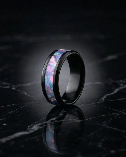 The Midnight Aurora: Iridescent Mother-of-Pearl Band