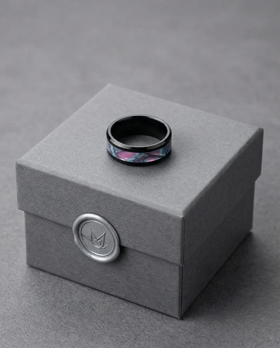 The Midnight Aurora: Iridescent Mother-of-Pearl Band