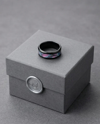 The Midnight Aurora: Iridescent Mother-of-Pearl Band