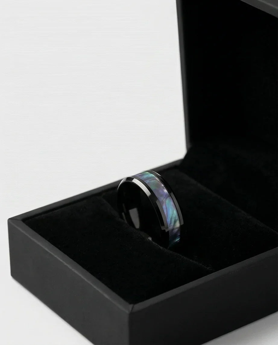 The Midnight Aurora: Iridescent Mother-of-Pearl Band