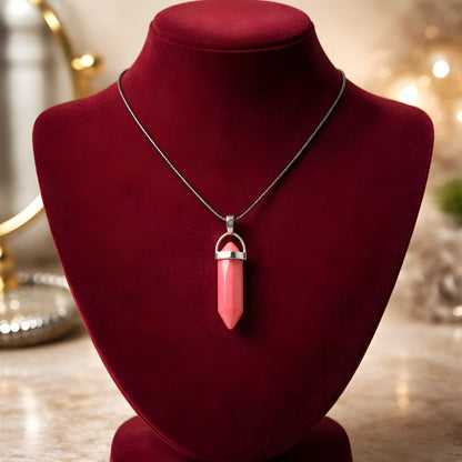 The Red Prism: Hexagonal Crystal Point Necklace