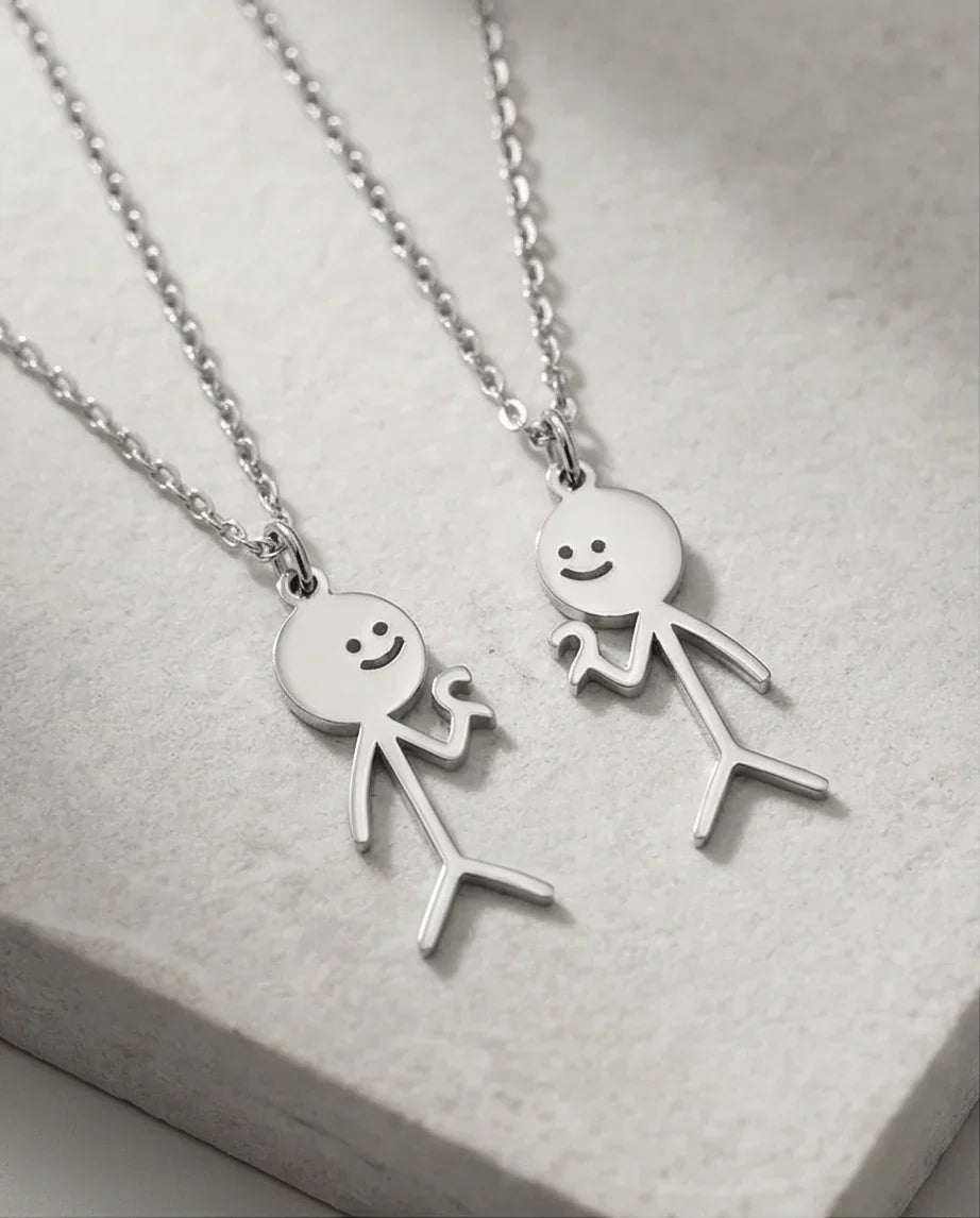 The Minimalist Heart-Mates: 2-Piece Stick Figure Duo
