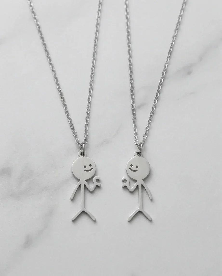 The Minimalist Heart-Mates: 2-Piece Stick Figure Duo