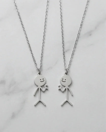 The Minimalist Heart-Mates: 2-Piece Stick Figure Duo