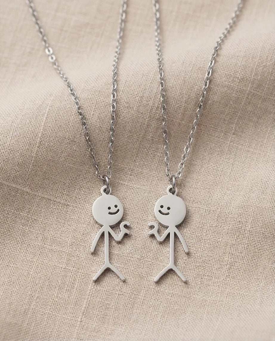 The Minimalist Heart-Mates: 2-Piece Stick Figure Duo