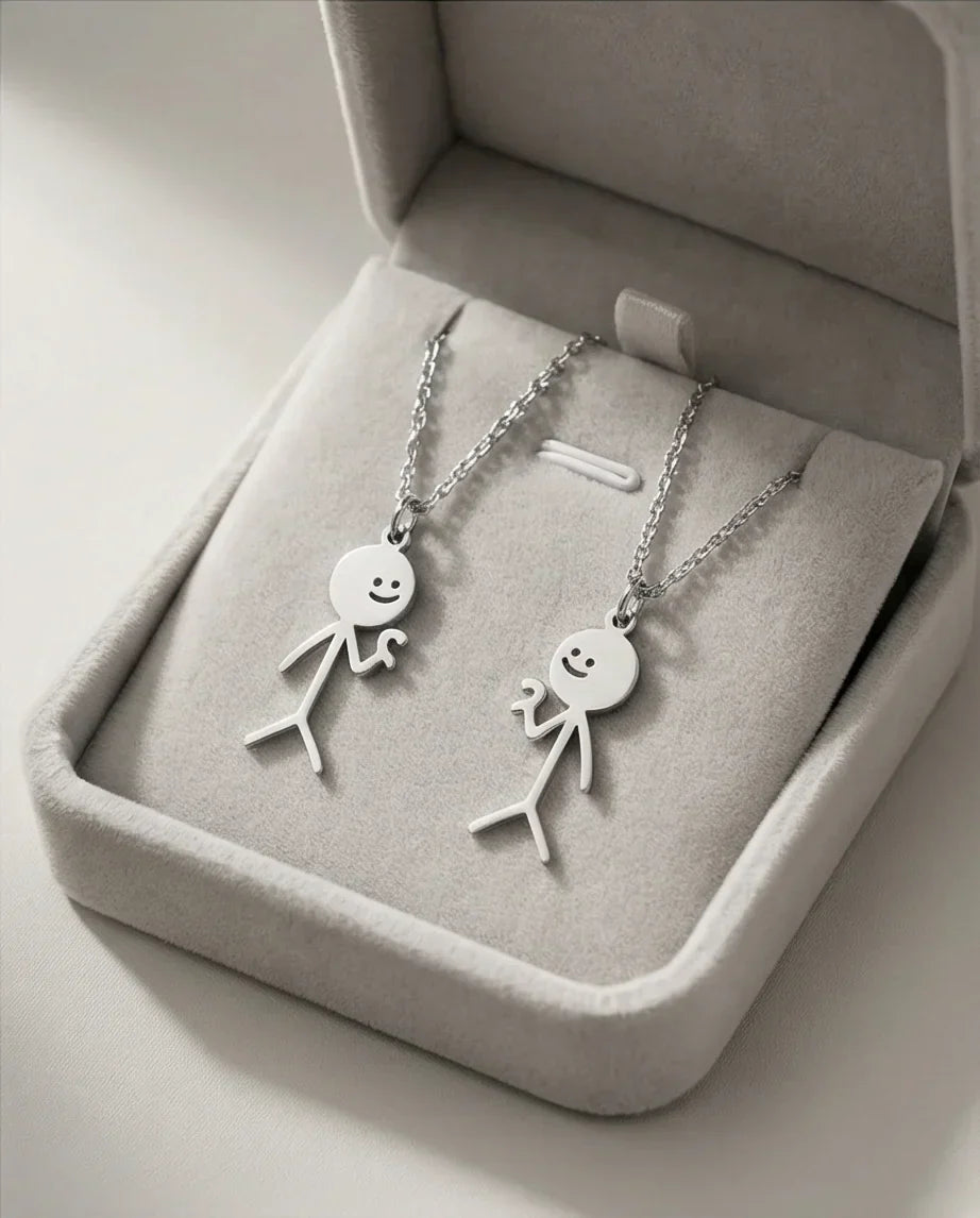 The Minimalist Heart-Mates: 2-Piece Stick Figure Duo