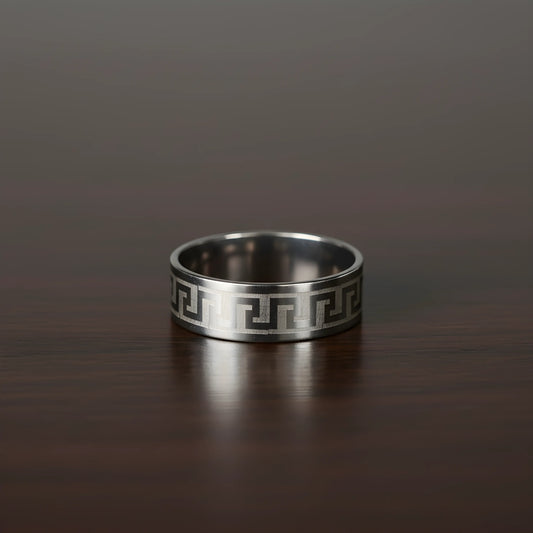 Stainless Steel Greek Pattern Ring 6.5cm