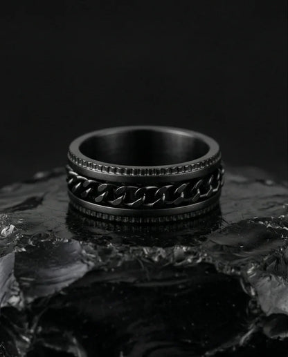 The Obsidian Kinetic: Industrial Chain Spinner Band