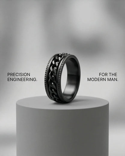 The Obsidian Kinetic: Industrial Chain Spinner Band