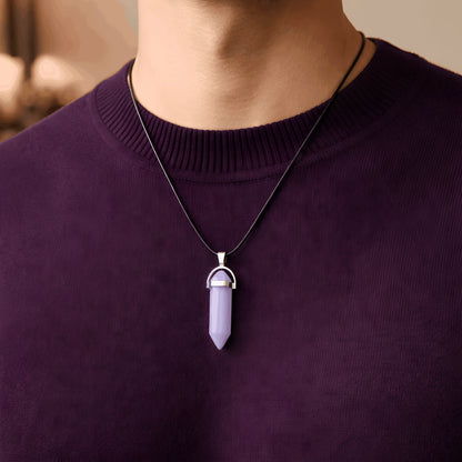 The Lavender Oracle: Hexagonal Crystal Point Necklace