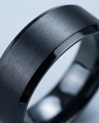 The Midnight Stealth: Matte Black Beveled Ring