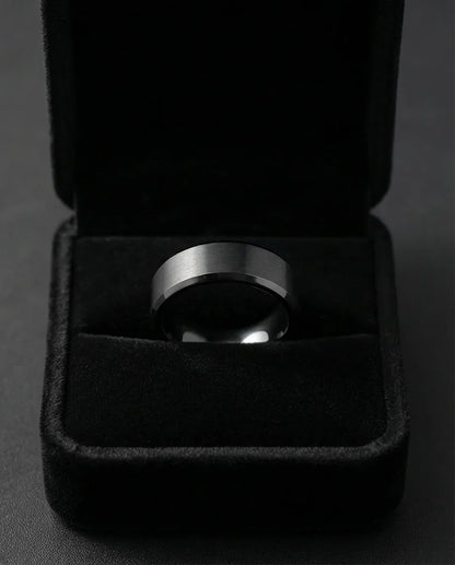 The Midnight Stealth: Matte Black Beveled Ring