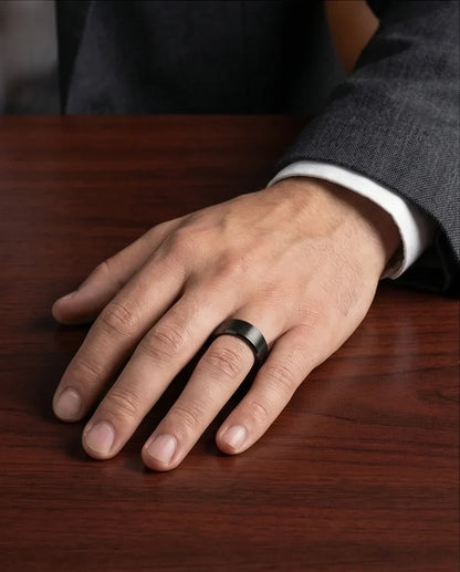 The Midnight Stealth: Matte Black Beveled Ring